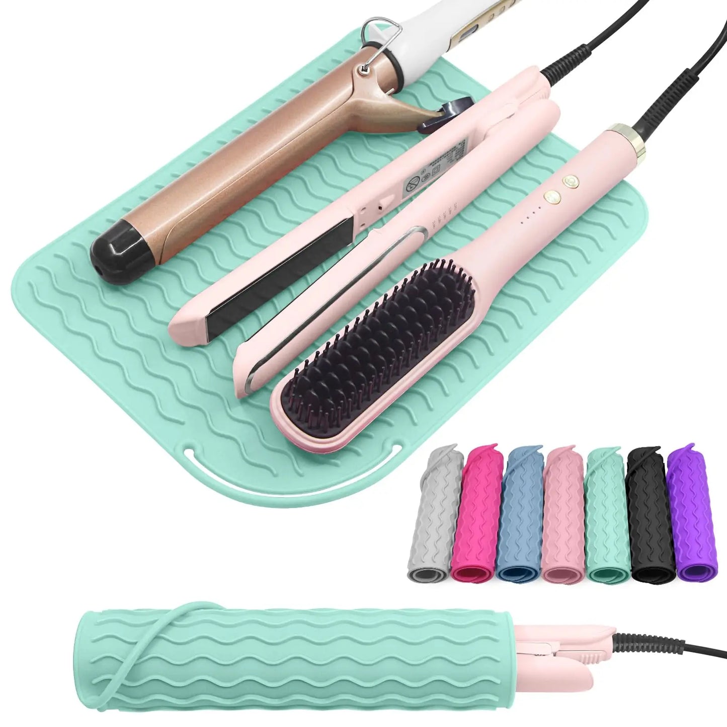 New Plus Size Silicone Heat Resistant Mat Portable Travel Hot Tools Pad Cover for Curling Iron, Flat Iron Hair Straightener