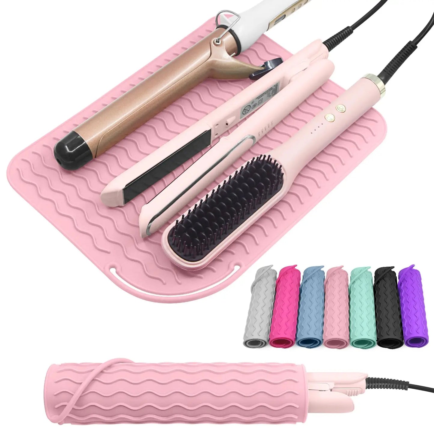 New Plus Size Silicone Heat Resistant Mat Portable Travel Hot Tools Pad Cover for Curling Iron, Flat Iron Hair Straightener