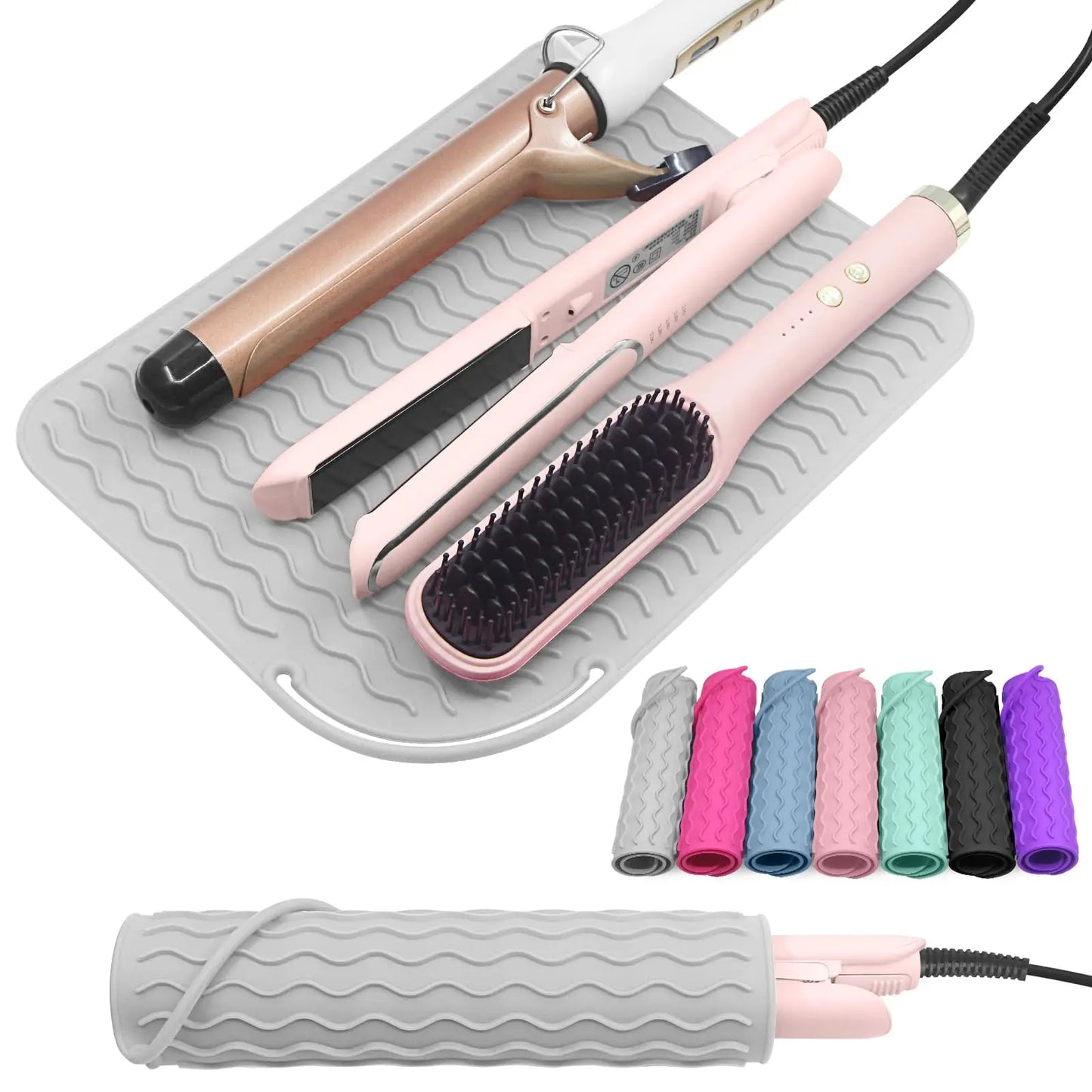 New Plus Size Silicone Heat Resistant Mat Portable Travel Hot Tools Pad Cover for Curling Iron, Flat Iron Hair Straightener