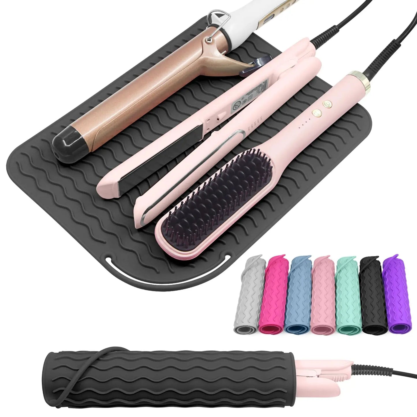 New Plus Size Silicone Heat Resistant Mat Portable Travel Hot Tools Pad Cover for Curling Iron, Flat Iron Hair Straightener
